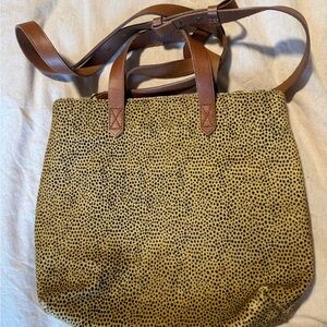 Madewell Brown and Black Spotted Leather Tote Bag